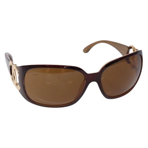 CHANEL Sunglasses Plastic Brown Gold CC Auth yk18746 - Picture 1 of 9
